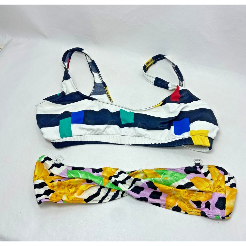 Lot of 2 Vtg 90s Sun Streak‎ Women's Size 13/16 Retro Swim Top Geometric